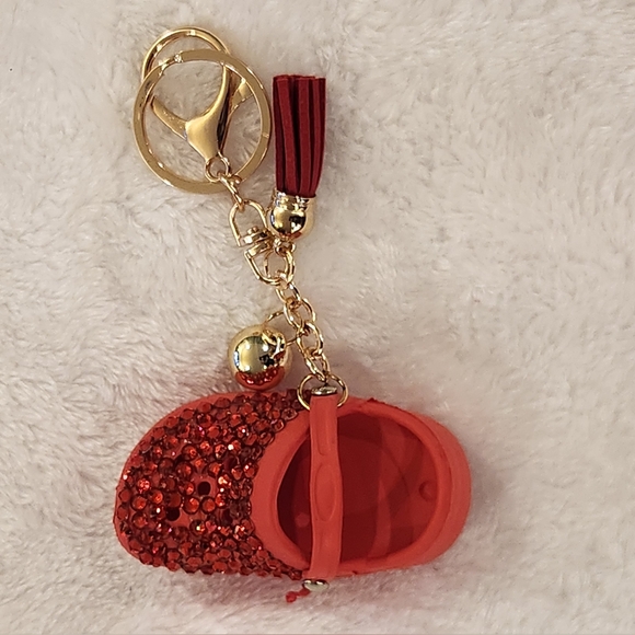 Red Rhinestone Croc Shoe Keychain Bag Charm - Picture 3 of 3